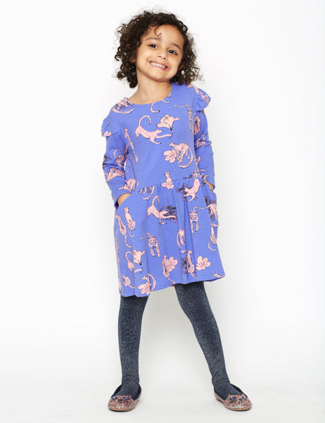Girl's Snow Leopard Organic Cotton Dress,Dresses,Art & Eden-The Little Clothing Company