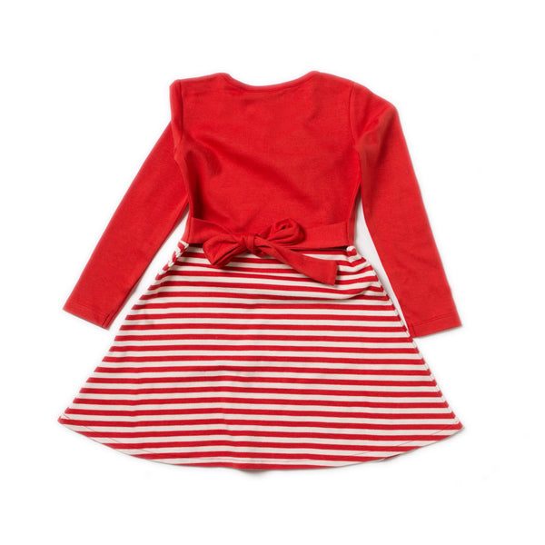 Girl's Red Stripe Organic Cotton Twirl Dress,Dresses,Little Green Radicals-The Little Clothing Company