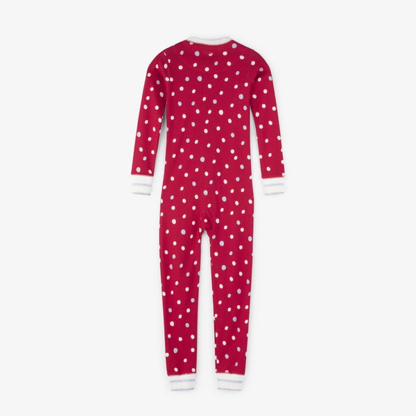 Girl's Holiday Red Metallic Polka Dot Footless Onesie Pajamas,Pajamas,Hatley-The Little Clothing Company