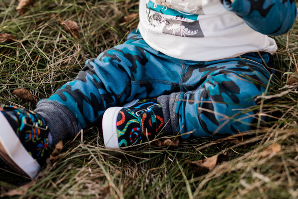 Boy's Blue Camouflage Organic Cotton Jogger Pant,Bottoms,Art & Eden-The Little Clothing Company