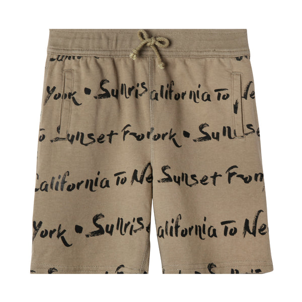 California to New York Script Boys Organic Cotton Shorts,Bottoms,Art & Eden-The Little Clothing Company