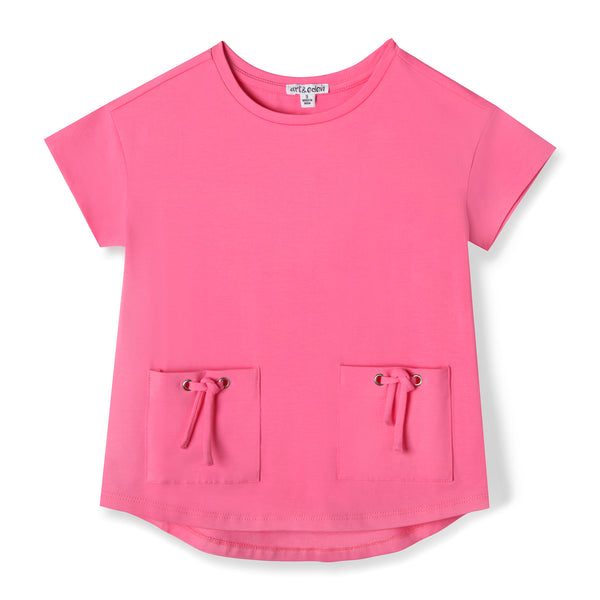 Pink Front Pocket Organic Cotton Tee,Shirts,Art & Eden-The Little Clothing Company