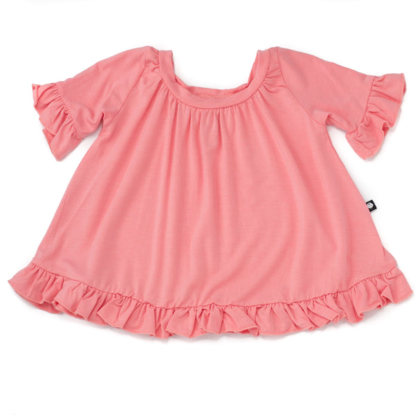 Bamboo Girl Pink Ruffle Sleeve Smock Peplum Top - 2T,Shirts,Sweet Bamboo-The Little Clothing Company