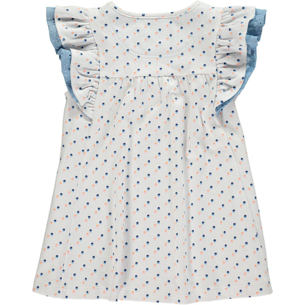 Baby Girl White & Blue Polka Dot Day Dress,Dresses,Rockin' Baby-The Little Clothing Company