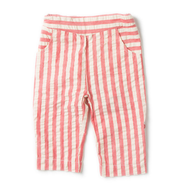 Pink Stripe Girl Seersucker Organic Cotton Beach Shorts,Bottoms,Little Green Radicals-The Little Clothing Company