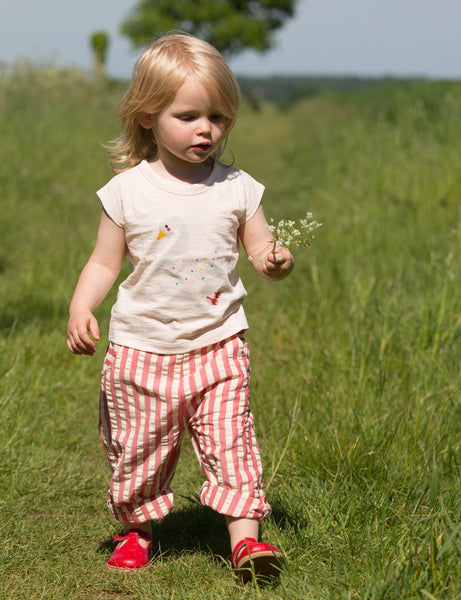 Pink Stripe Girl Seersucker Organic Cotton Beach Shorts,Bottoms,Little Green Radicals-The Little Clothing Company