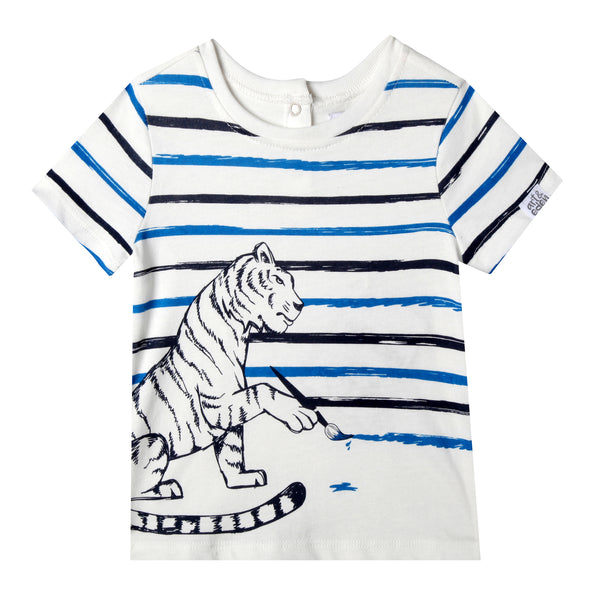 Painting Stripes Tiger Baby & Boy Short Sleeve Tee,Shirts,Art & Eden-The Little Clothing Company