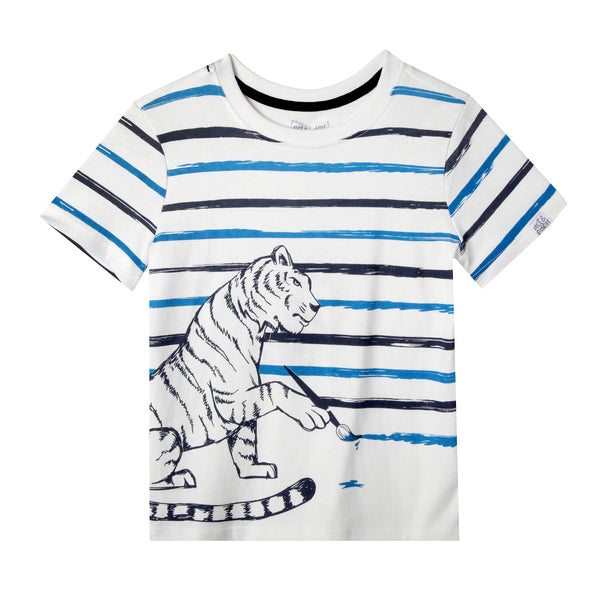 Painting Stripes Tiger Baby & Boy Short Sleeve Tee,Shirts,Art & Eden-The Little Clothing Company