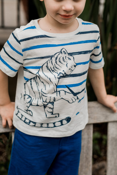Painting Stripes Tiger Baby & Boy Short Sleeve Tee,Shirts,Art & Eden-The Little Clothing Company