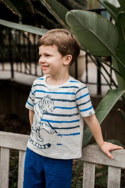 Painting Stripes Tiger Baby & Boy Short Sleeve Tee,Shirts,Art & Eden-The Little Clothing Company