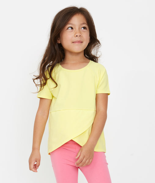 Sunshine Yellow Cross Front Organic Cotton Tee,Shirts,Art & Eden-The Little Clothing Company